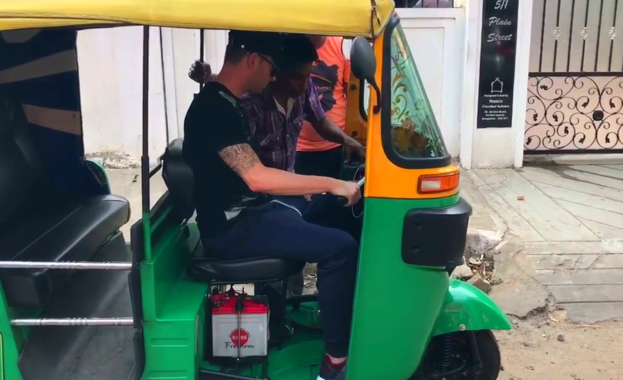 The former Australian skipper Michael Clarke driving auto rickshaw in bangalore The former Australian skipper Michael Clarke driving auto rickshaw in bangalore